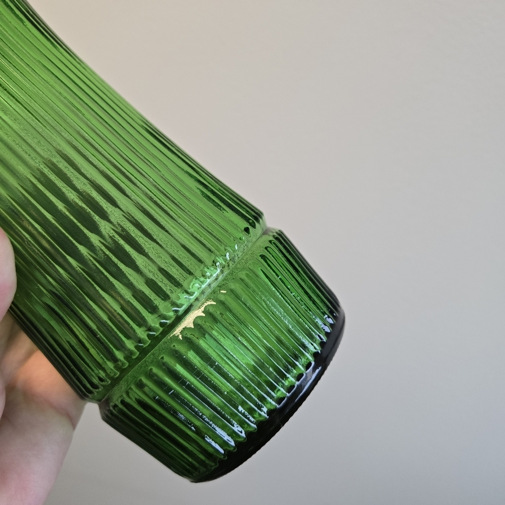 Hoosier Green Ribbed Vintage Glass Vase - Picture 3 of 5